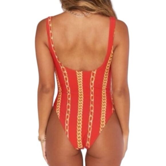 Show Me Your MuMu Red Italia Off The Chain One Piece Swimsuit - Picture 3 of 3